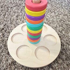Lovevery flexible wooden stacker rainbow multicolored fine motor spatial skills
